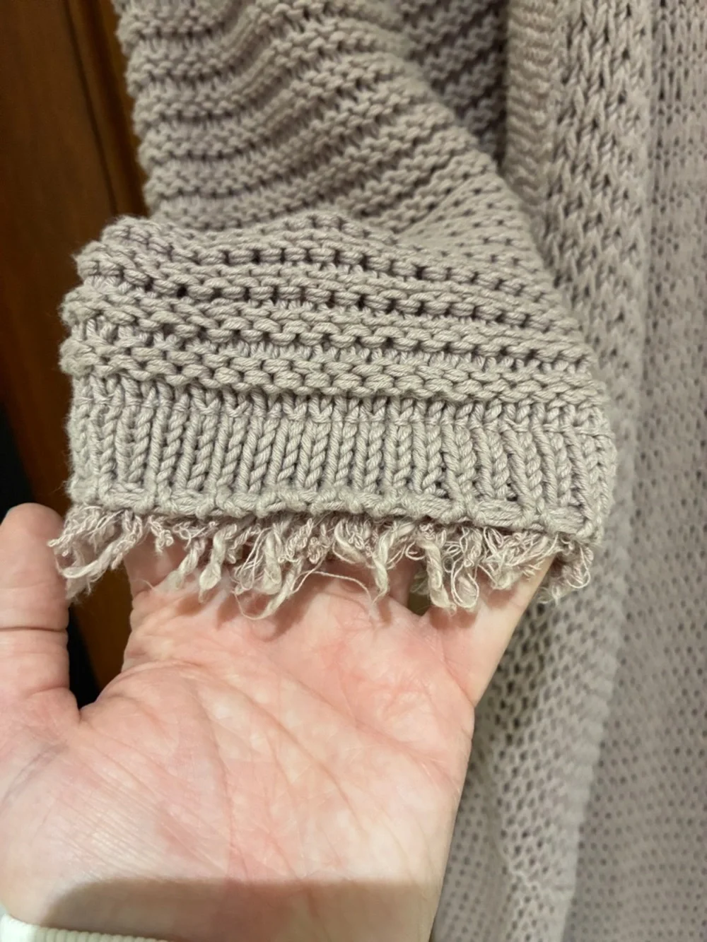Free People Long Open-Front Cardigan in Dusty Mauve